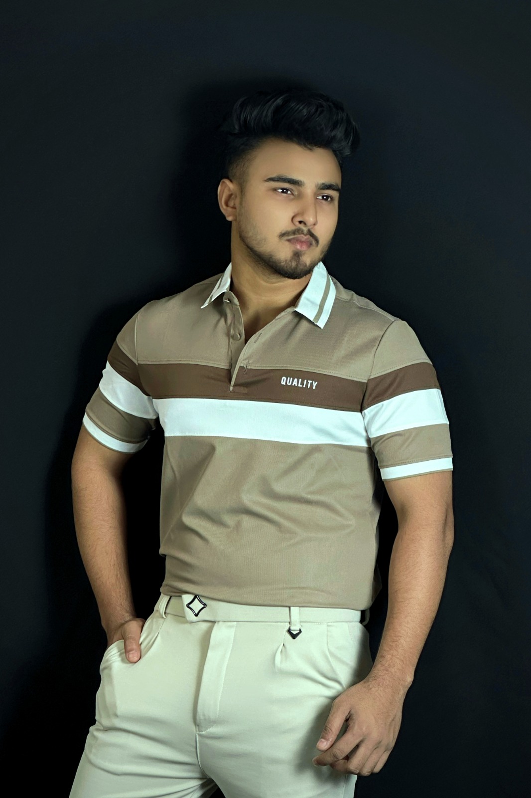 অলিভ গ্রীন কালার পোলো টি-শার্ট-Contrast